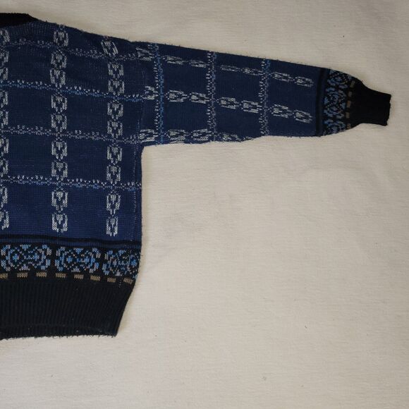 Vtg Gitano Sweater Mens Sz S Blue Knit 80s Aztec Ski Snow Korea Button Retro - Picture 15 of 16